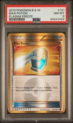 PSA 8 Max Potion 121/116 GOLD Secret Rare Pokemon Black & White Plasma Freeze - Image 1 of 2