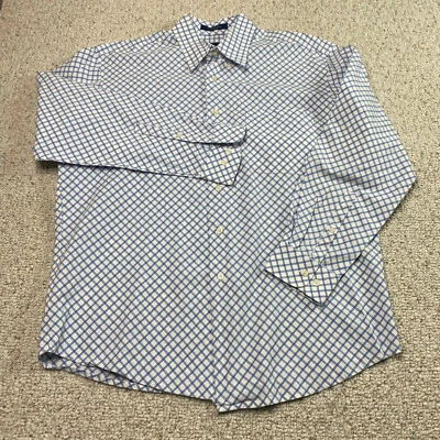 Camisa de vestir Alan River para hombre talla L azul blanco a cuadros calce regular algodón abotonado Foto 1 de 4