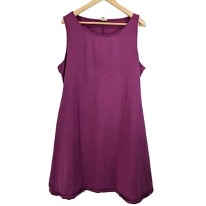 YELETE Lady's Sleeveless Comb-Cotton A-Line Dress with Pockets, Plum 3XL - Picture 1 of 8