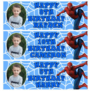 SPIDERMAN Photo Personalised Birthday Banner - Spiderman Birthday Party Banner