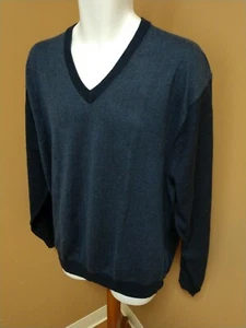 ¡Nuevo! Jos A Bank Suéter Azul Cuello en V 100% Lana Azul Espina de Arenque Para Hombre 2XL - Imagen 1 de 5