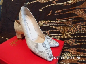 Peter Kaiser Auténtico Tacón Bloque Pum Zapatos Reptil 100% Cuero Talla Alemá... - Imagen 1 de 12