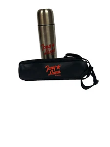 Stainless Steel Vacuum Bottle Thermos 10" w/Black Vinyl Tote Tony Lama Logo NEW - Picture 1 of 11