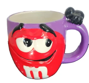 M&M's Coffee Mug Red M&M on Purple Ceramic Halloween Spider Valerie 2003 - Picture 1 of 2
