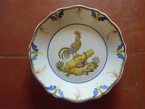 Teller mit Hahn und Kanone Dekor ROUEN von Geo MARTEL - Bild 1 von 4