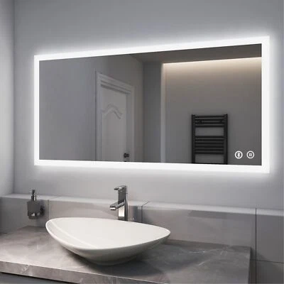 EMKE Bluetooth Bathroom Mirror With Led Lights Shaver Socket Demister 1000x700mm
