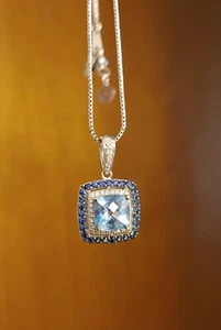 LeVian pendant necklace white gold adjustable chain - Picture 1 of 9