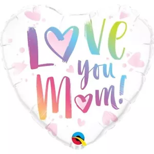 18" I Love You Mom Foil Balloon - Mother's Day - Qualatex Party Supply - Picture 1 of 1