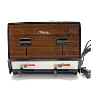 VTG MCM SEARS Counter Craft Chrome Wood Grain Toaster 4 Slice Made in USA TESTED - Picture 1 of 5