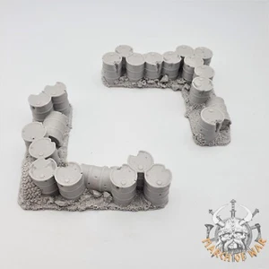 Resin corner Oil Barrel barricades 28mm Wargames Scatter Scenery Terrain Model - Picture 1 of 4