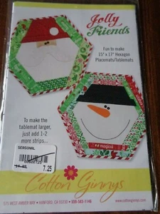 JOLLY FRIENDS QUILT PATTERN PLACEMATS TABLEMATS COTTON GINNYS SNOWMAN SANTA - Picture 1 of 3