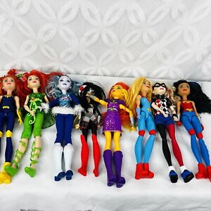 DC Super Hero Girls Dolls Lot Harley Quinn StarFire Killer Frost Ivy