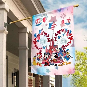 Mickey & Friends 4th of July Flag – Magical Castle American Freedom Independence - Picture 1 of 5