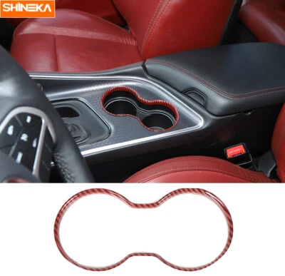 Front Console Cup Holder Cover Trim Bezel For Dodge Challenger 15-20 Red Carbon Foto 1 de 4