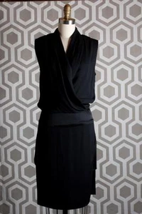 NWT Helmut Lang Contra Draped Surplice Dress 2 Black $520 - Picture 1 of 1