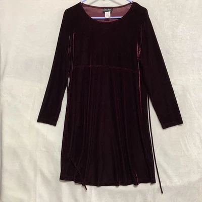 Vintage Crave Apparel Maternity Fitted Dress Sz M Red Burgundy Velvet Velour - Image 1 of 4