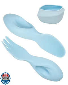 Tiny Genius Toddler Utensils Set Ergonomic Fork and Spoon and Bowl Set Non-Sl - Picture 1 of 5