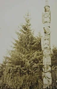 Wrangell Alaska Totem Pole Photo Postcard Raven Haida Culture Art RPPC 1930-40s - Picture 1 of 4
