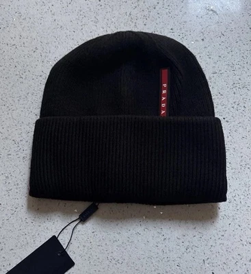 Men’s PRADA Black Woolly Beanie Hat New with Tags One Size Fits All - Image 1 of 3