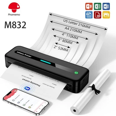 Phomemo M832 A4 Drucker Wireless Bluetooth Thermo-Reisedrucker Inkless Maker DE - Bild 1 von 4