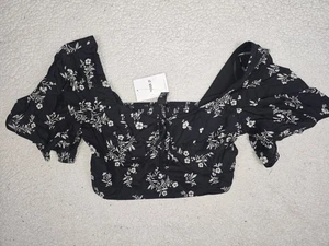 Forever 21 Größe Small Damen Blumen Crop Top Boho Bauern Strand Neu mit Etikett! - Bild 1 von 6
