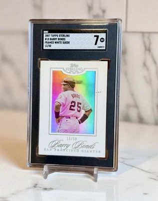 Barry Bonds /50 Sterling White Suede SGC 7 Tuxedo None Higher 2007 Topps - Image 1 of 2