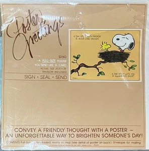 Hallmark Snoopy Woodstock Peanuts POSTER Greeting CARD Envelope 1979 Friends - Foto 1 di 4