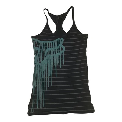 VTG Fox Racing Razorback Black Green Stripes Logo Tank Top S - Image 1 of 4