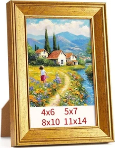 1-6PACK Picture Frames Photo Collage for Wall Decor or Table Display Rustic Gold - Picture 1 of 23