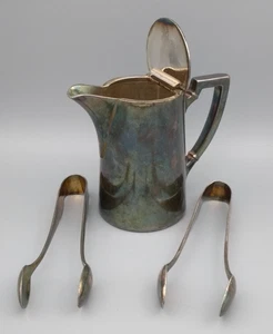 Versilbert H.Lipprandt Gebrüder Schwabenland Kaffeekännchen, Zuckerzangen - Picture 1 of 15