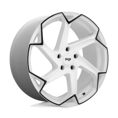 FLASH 20x9 Nicho M257 blanco brillante con rueda negra 5x120 (35 mm) Foto 1 de 4