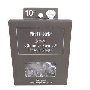 Pier 1 Imports 10 Feet Flexible LED WHITE JEWEL Glimmer Strings 50 Lights Timer - Picture 1 of 7
