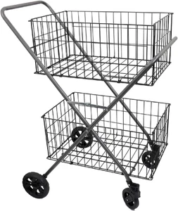 Dual Handy Basket Cart – 50Kg Capacity, 107L Volume, Dual Baskets, Foldable, ... - Picture 1 of 12