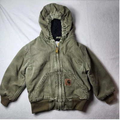 Carhartt Toddler Boys Kids 3T Insulated Jacket Coat Duck Canvas Green Hooded - Image 1 of 4