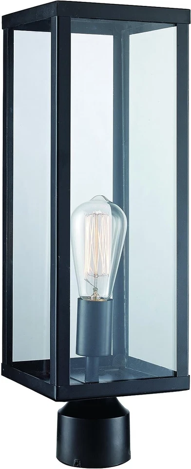 Linterna Trans Globe Oxford 1 Luz Exterior Posmontaje, Negra/Clara 40754 BK Foto 1 de 1