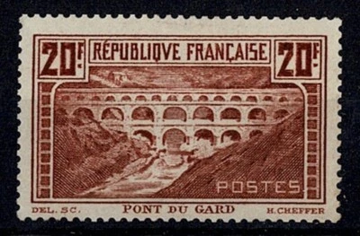 FRANCE YVERT 262 Aa SCOTT # 253 " PONT DU GARD 20F RED BROWN CLEAR " MNH VF Y917 - Image 1 of 2