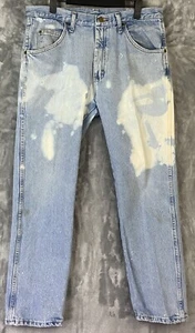 Wrangler Men's Jeans Regular Fit Denim Heavy Wash 34 x 30 Distressed Bleached B - Picture 1 of 8