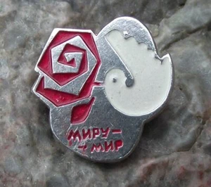 Vintage Sowjetunion russische weiße Taube Weltfrieden Mupy Mup Rose Pin Abzeichen - Bild 1 von 2