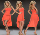New Strapless Ladies Party Holiday Casual Chiffon Mullet Mini Dress Orange 8/10