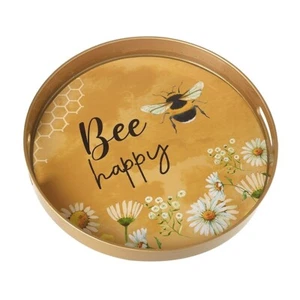 Heaven Sends Bee Happy Round Decorative Tray Pretty Living Room Accessories - Picture 1 of 1
