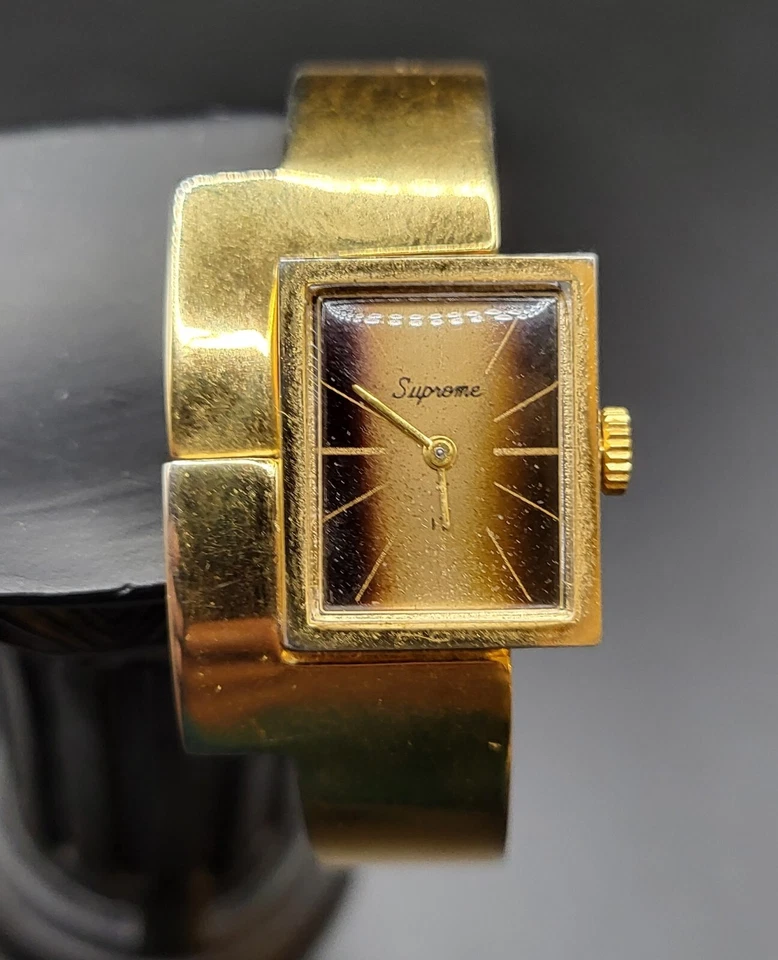 Vintage Gold Tone Supreme Ladies 17 JWL Manual Analog Exquisite Watch w Bracelet - Image 1 of 4