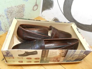 G. H. Bass Brown Leather Penny Loafers Men's 10.5M #8579 Made in Brazil NOS - Picture 1 of 12