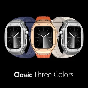 Funda protectora de metal + correa de silicona a prueba de golpes para Apple Watch 44/45 mm - Imagen 1 de 78