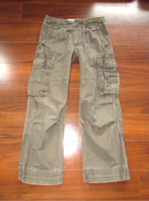 Pantalones CARGO de algodón ajustables vintage ABERCROMBIE & FITCH ~ niño 10 M ~ ejército c23 Foto 1 de 4