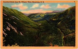 Crawford Notch from Mt. Willard White Mountains New Hampshire NH 1930s Postcard - Picture 1 of 2