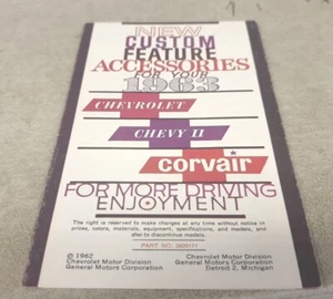 1963 CHEVROLET Accessories   USA Sales Brochure IMPALA  CORVAIR Chevy 2 - Picture 1 of 8