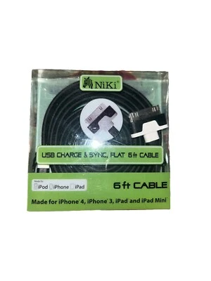 6FT USB 2.0 Charger Data Sync Cable Cord For iPhone 3G/4/4S iPad 2 iPod nano1-6 - Image 1 of 3