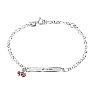 Personalisiertes Baby Mädchen Armband, Sterlingsilber Kinderarmband mit rosa Herzen - Bild 1 von 5