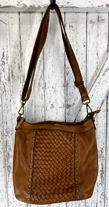 Vilenca Holland Umhängetasche Handtasche braun geflochtenes Leder quadratisch - Bild 1 von 9