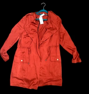 George Jacket Women Medium Burnt Orange Drawstring Waterfall Size 12 - Picture 1 of 12
